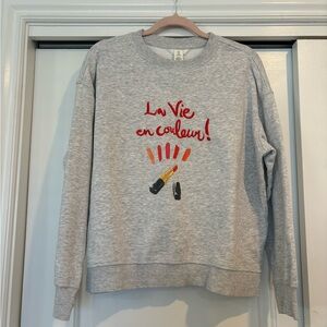 Gray Graphic Embroidered Women's Sweater